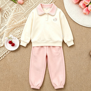 Completo da <span class=keywords><strong>bambina</strong></span> transfrontaliero 26 Autunno: <span class=keywords><strong>Felpa</strong></span> con colletto a risvolto e pantaloni jogger a maniche lunghe con colletto polo - Product Image 6