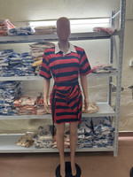 Nouvelles Arrivées 2026 – Robe Polo Femme Tendance à Rayures Color Block, Col Blanc, Manches Courtes, Mini-Robe avec Cordon Latéral – Vente en Gros