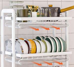 Porte-vaisselle de cuisine rectangulaire en acier inoxydable, support <span class=keywords><strong>suspendu</strong></span> réglable, poignées écologiques, paniers de <span class=keywords><strong>rangement</strong></span> tissés à la main, vente en gros - Product Image 4