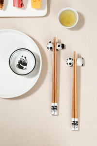 Экологичные деревянные палочки для еды с пандой в китайском стиле с керамическим держателем и чашей многоразовые столовые приборы для элитного делового подарка - Product Image 6