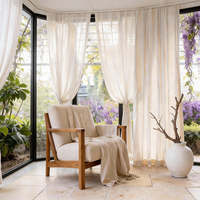 Cortinas de Diseño Moderno, Cortina Transparente de Lino, Cortina de Voile Elegante para Ventana de Dormitorio