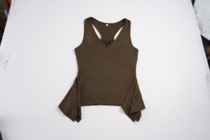 Top sin mangas con cuello en V y dobladillo asimétrico para mujer, estilo Y2K, ajuste ceñido, casual, verano 2026 - Product Image 6
