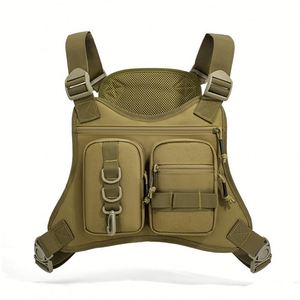 Sac de poitrine tactique en nylon camouflage pour hommes, respirant et imperméable, idéal pour le cyclisme et le camping - Product Image 1