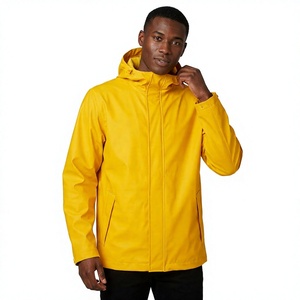 <b>Men's</b> High Quality Hooded Reversible Knitted Light Yellow Waterproof Quick Dry Breathable Windbreaker <b>Jacket</b> Silk Lining Spring - Product Image 1
