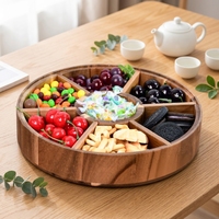 7-delige houten snackbox met deksel, voor snoep, noten & fruit, draagbare serveerschaal voor feesten & bijeenkomsten - duurzaam en stevig