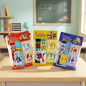 Ensemble de gommes à crayon en bois Pokémon, papeterie coréenne pour enfants, fournitures scolaires, cadeau de dessin animé, jouet pour enfants et étudiants, vente en gros - Product Image 3