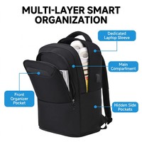 Sac à dos professionnel pour ordinateur portable 15,6 pouces, étanche, avec port USB, portable, durable, design minimaliste, fermeture éclair classique en polyester