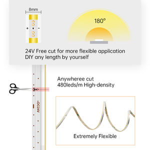 COB 24V Free Cut Led 8mm Led Cob <b>Strip</b> for Ceiling Cabinet Home Lighting - Product Image 4