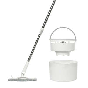 Serpillère plate mains libres amovible en microfibre avec manche extensible et essorage rotatif pour déshydratation à 80-90% eau sale/propre - Product Image 2