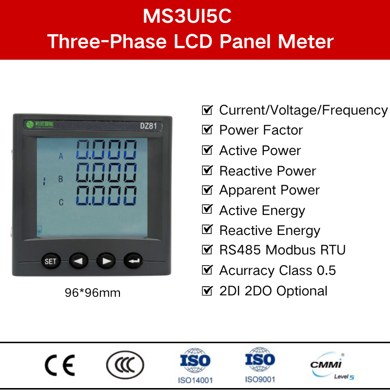 Écran LCD RS485 2DI2DO 96*96mm