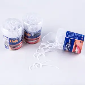 Wholesale bamboo charcoal bent hook floss picked mint-flavored plastic toothpick.