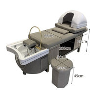 Fauteuil de lavage capillaire professionnel à vapeur, lit de shampoing moderne pour spa avec thérapie aquatique et massage thaïlandais, et armoire de rangement