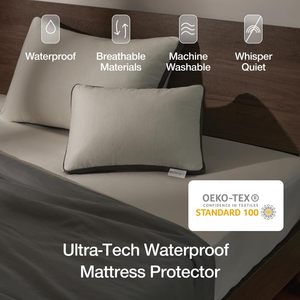 Coprimaterasso Impermeabile e Traspirante Ultra Tech <span class=keywords><strong>Coop</strong></span> Home Goods, Silenzioso, Misura Queen, Superficie Liscia, Profondità 18 Pollici, Lavabile in Lavatrice - Product Image 2