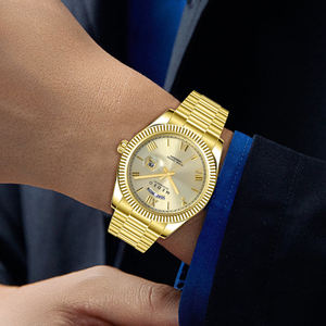 クォーツ腕時計ステンレス鋼防水腕時計ファッションゴールド高級メンズ - Product Image 3