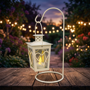 Lanterne suspendue antique en fer avec bougeoir en verre pour décoration intérieure - Product Image 4