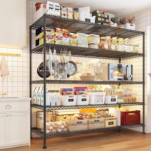 Estantes profesionales con revestimiento de epoxi de 4 niveles Estante de almacén negro Estantería de garaje Estantería de metal de alambre resistente con ruedas - Product Image 6