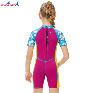 Tuta da sub per bambine e ragazze 2.5mm muta corta per bambine un pezzo posteriore con Zip da sub per bambini in Neoprene muta corta - Product Image 5