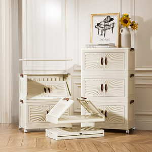 Đa chức năng thân thiện với môi có thể gập lại Stackable lưu trữ tổ chức hộp nhựa gấp lưu trữ tủ - Product Image 1