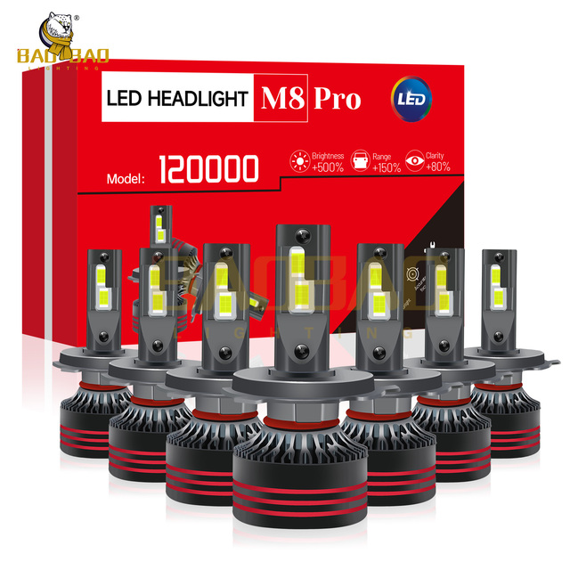 Factory Wholesale Price M8 Pro Max 120w 200w H1 H3 H4 H7 H11 6000k 8000k M8pro Ledm8 Led Headlight Light Bulb for Car Led 120000