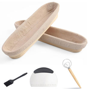 Cestas de Fermentación de Pan de Ratán Natural Hechas a Mano para Pan de Levadura Natural, Juego de Cestas de Fermentación para Baguettes Largas con Forros de Algodón - Product Image 1