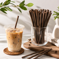 Pailles à boire compostables en café moulu, sans PFAS, sans BPA, écologiques, taille, longueur et diamètre personnalisables pour cafés, bubble tea, fêtes