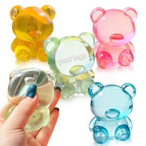 Vente en gros d'ours à presser personnalisés, jouets anti-stress en maltose, avec logo personnalisé imprimé, produits unisexes, ours en sucre transparent - Product Image 3