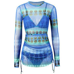 Nuevo conjunto de traje de baño de tres piezas estilo europeo y americano 2022, bikini de moda transfronterizo, protección solar, conservador - Product Image 4