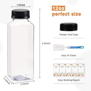 Botellas de Plástico para Jugo de 250 ml, 350 ml, 400 ml, 500 ml, Botellas de Plástico Cuadradas para Jugo con Tapa a Prueba de Manipulación para Envasado de Bebidas - Product Image 2