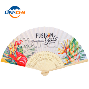 <strong>Personalised</strong> Flower Printed Bamboo <strong>Hand</strong> <strong>Fan</strong> with Your logo - Product Image 2