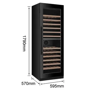 Upright Home Wine Cooler Compressor Electric Freestanding Blue/white Interior LED Light Black Glass Door Fan Cooling System 110