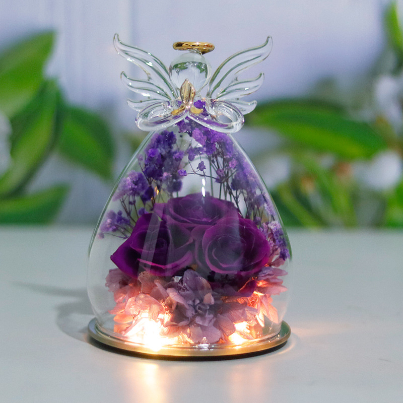 three purple flowers with lights 10*15cm