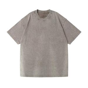 T-shirt Homme Rétro Américain 230g en Coton Pur, Couleur Unie Délavée, Manches Courtes, Coupe Épaules Tombantes, Design Uni - Product Image 5