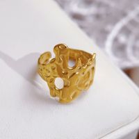 Vente en gros or 18 carats bague en acier inoxydable tendance grosse bague irrégulière réglable en vrac idée cadeau pour femme