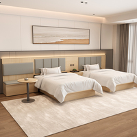 Maßgefertigtes Modernes Hotel-Möbelset für Standard-/Gästezimmer Weiches Polsterbett mit TV-Tisch & Rückenlehne für Apartments