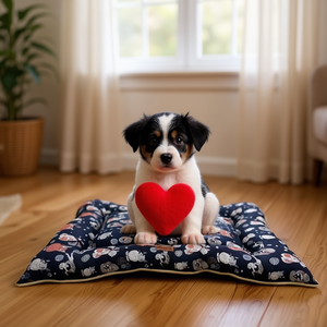 Set di Tre Pezzi di Tappetini per Cani in Lino Stampato con Sfondo Blu per Letti per Gatti - Product Image 3