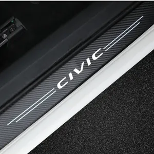 Protection de seuil de <span class=keywords><strong>porte</strong></span> de voiture, autocollants anti-rayures pour pare-chocs de coffre, pour Civic Logo 2023, bandes de seuil de pédale en fibre de carbone, marque DM - Product Image 3