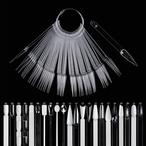 Cestino 50 pezzi professionale per la pratica delle unghie Display a colori a forma di ventaglio smalto per unghie punte per chiodare bastoncini per unghie con anello - Product Image 2