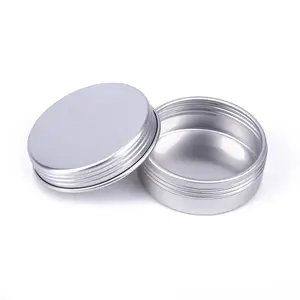 Recipiente de lata de alumínio para creme cosmético de doces, caixa de metal redonda pequena prateada vazia com tampa de rosca