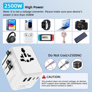 Adaptateur de voyage universel multifonctionnel 5 en 1 ignifuge 70W PD avec 2 ports USB + 3 ports Type-C, convertisseur de prise internationale compact - Product Image 3