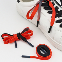 Lacets plats en polyester dégradé noir et rouge de 8 mm pour embouts métalliques, haute qualité, durables, pour baskets/bottes/chaussures de randonnée, modèle D32