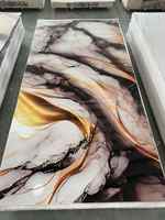 Panneau mural en PVC brillant MORLENX, effet marbre UV, noir cuivre, pour projets d'aménagement intérieur de luxe dans l'hôtellerie