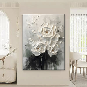 Pintura de pared impermeable moderna al por mayor personalizada pintura al óleo de Arte de pared de flores blancas - Product Image 5