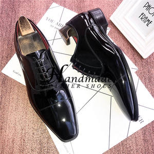 Nuevos zapatos Oxford formales para hombre con parte superior de cuero brillante y cordones, zapatos de boda con punta en punta de cuero genuino para el novio - Product Image 2