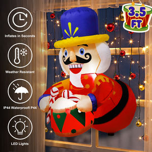 Ourwarm Noël Gonflable Cour Décoration Fenêtre <span class=keywords><strong>Casse</strong></span>-<span class=keywords><strong>Noisette</strong></span> Homme Blanc avec Lumière Noël Gonflable - Product Image 4