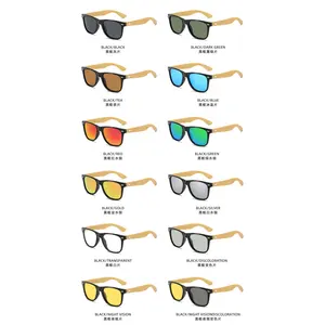 2024 moda el yapımı Ce Uv400 güneş gözlüğü kare Craved Retro şık renkli özelleştirmek Mens bambu ahşap tonları güneş gözlüğü