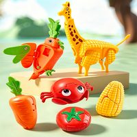Jouet éducatif créatif transformable en forme d'animaux (tomate, maïs, crabe, perroquet) - Puzzle éducatif pour enfants