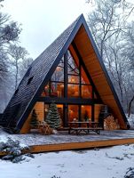 Jiezhu Chine – Nouvelle Villa Modulaire Préfabriquée en Acier avec Grande Murée Vitrée, Structure Triangulaire, Idéale pour le Glamping et les Complexes Hôteliers