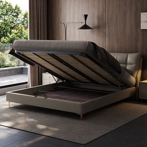 <span class=keywords><strong>Lit</strong></span> plateforme en cuir capitonné <span class=keywords><strong>de</strong></span> luxe moderne avec tête <span class=keywords><strong>de</strong></span> <span class=keywords><strong>lit</strong></span> rembourrée et froissée, taille King - Product Image 4