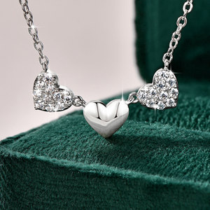VVS1 <b>D</b> Color GRA Certified 0.3ct Moissanite <b>Necklace</b> Three Heart Shape Copper 14K Gold Filled Sweets Cute Jewelry for Women - Product Image 2