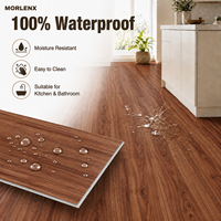 Plancher SPC MORLENX en grain de bois rouge brun, imperméable, résistant aux rayures, à noyau rigide, système de clic, pour projets hôteliers et de villas